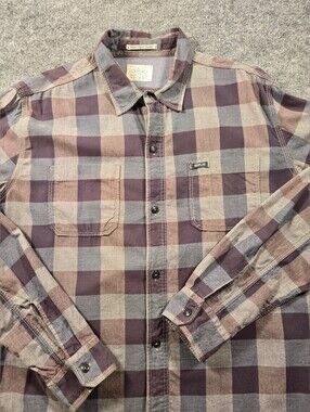 Replay Italian Denim Brand Purple Grey Plaid Double Pocket Button Up Shirt XXL